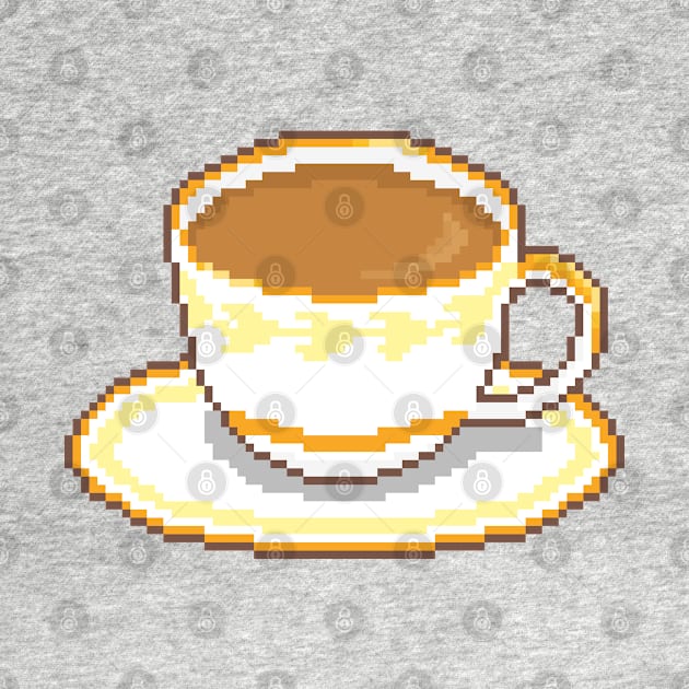 Chai Tea Cup with Saucer Pixel Art (with outline) by toffany's